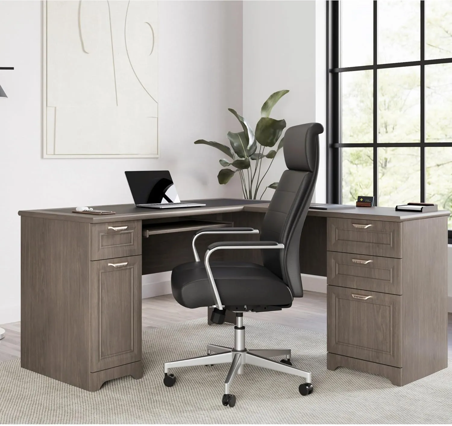 Realspace® Magellan 59"W L-Shape Corner Computer Desk, Gray