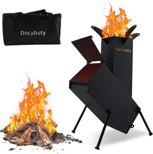 Rocket Stove Wood Burning Camp Stove Rocket Stove for Cooking Portable Wood Mini Burning Stove, Fire Camping Stove for Cooking backyard cooking Camping grill outdoor events BBQ Comes with storage bag