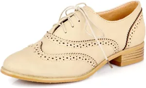 Roimaash Casual Oxford Shoes for Women Wingtip Flat Business Work Shoes