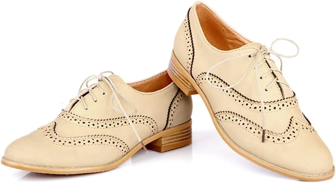 Roimaash Casual Oxford Shoes for Women Wingtip Flat Business Work Shoes