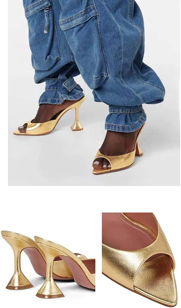 Roimaash Women Fashion Summer Slide Shoes Peep Toe Slip on Sandals