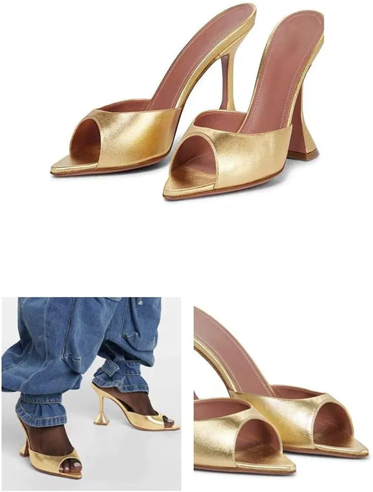 Roimaash Women Fashion Summer Slide Shoes Peep Toe Slip on Sandals
