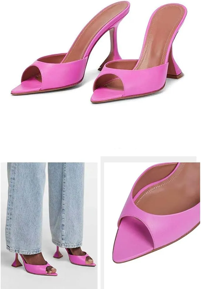 Roimaash Women Fashion Summer Slide Shoes Peep Toe Slip on Sandals