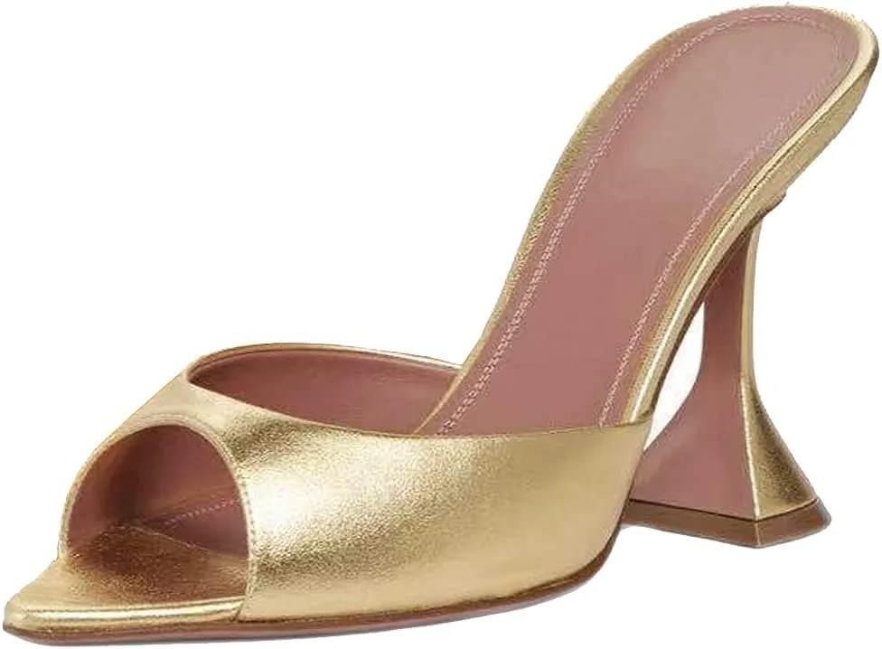 Roimaash Women Fashion Summer Slide Shoes Peep Toe Slip on Sandals