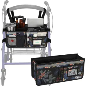 Rollator Basket, supregear Rollator Walker Bag w/Cup Holder, Foldable Rolling Walker Waterproof Storage Pouch with Big Capacity & Never Tipping Over, Easy to Use Rollator Accessories for Seniors