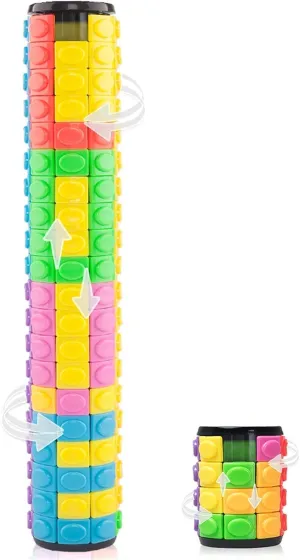R.Y.TOYS Fidget Toy,Magic Cube Puzzle,Brain Teasers for Adults,Cylinder Rotate&Slide Logic Restless Hand Game,Trick Puzzle,Gift for Kids Child(8 Colors x 4/20 Layers)