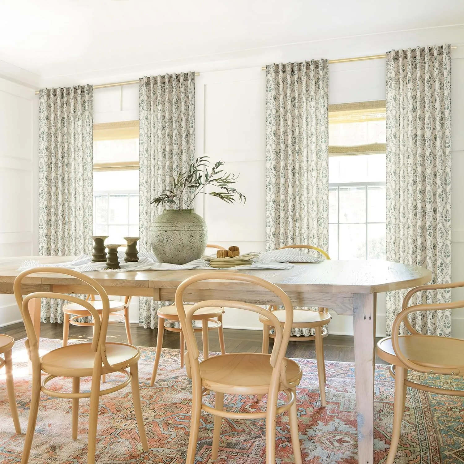 Sage Green Floral Curtains 84 Inches Long for Living Room Dining Botanical Flower Patterned Sage Green on Beige Linen Curtains Vintage Country Spring Farmhouse Boho Bedroom Drapes 84 Inch Length