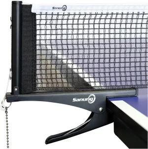 Sanung S304 Portable Table Tennis Net and Post Set Folding Spring Clamp-on with 2 Posts Kit Adjustable Ping Pong Training Mesh Net for Standard 60in Wide Tables Easy Setup