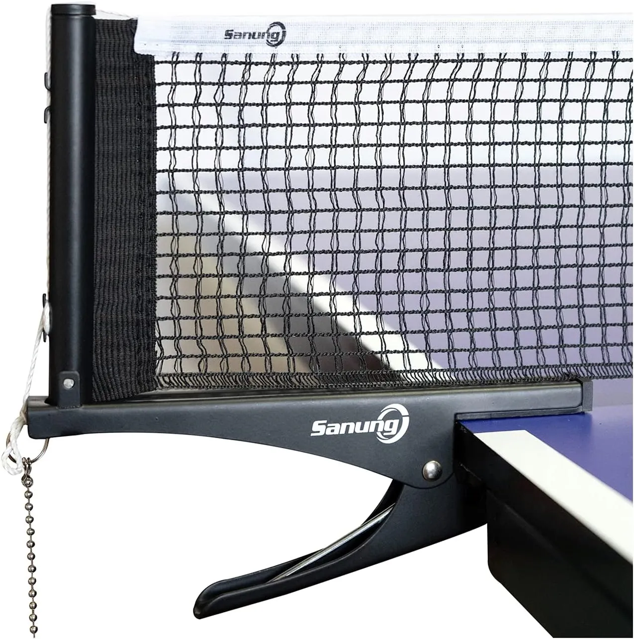 Sanung S304 Portable Table Tennis Net and Post Set Folding Spring Clamp-on with 2 Posts Kit Adjustable Ping Pong Training Mesh Net for Standard 60in Wide Tables Easy Setup