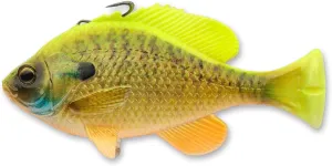 Savage Gear Pulse Tail Bluegill Line Thru Fishing Bait, 3 oz, Chartreuse Gill, Realistic Contours, Colors & Movement, Durable Construction, Thru Line Design