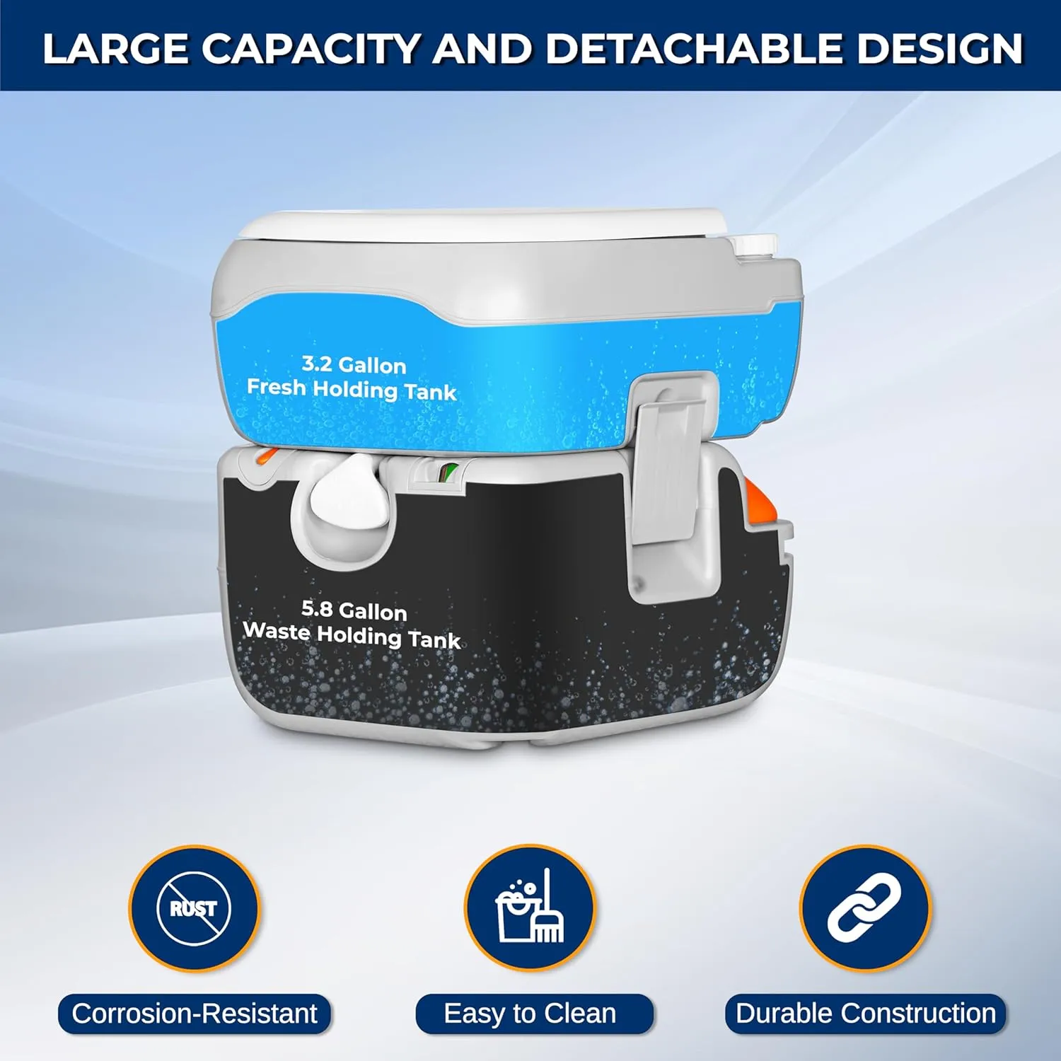 SereneLife 5.8 Gallon Portable Camping Toilet with Carry Bag and Hand Sprayer For Adults, Leak Proof Toilet with Waste Level Indicator, Portable Potty for Camping, Hiking, Roadtrip, Car, Tent
