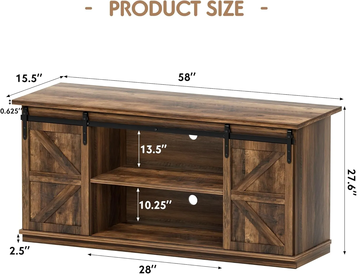 Shahoo Farmhouse Sideboard Buffet Cabinet, Coffee Bar Storage with Sliding Barn Doors, Shelf for Home Dining Room, Barnwood