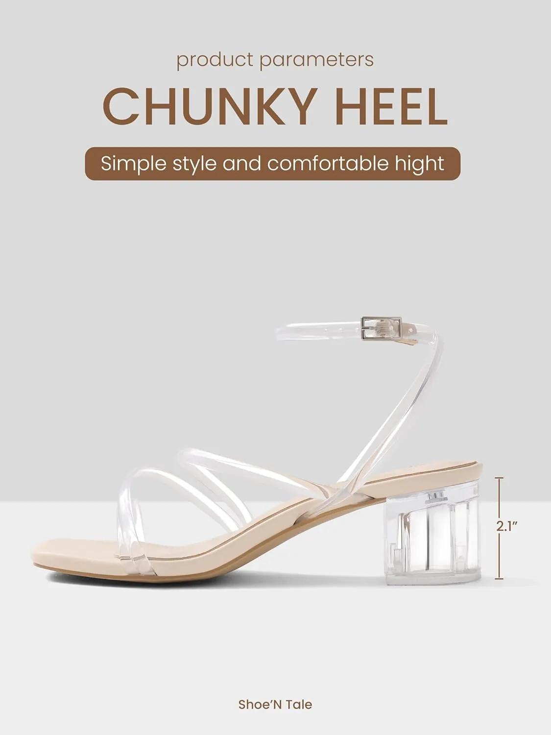 Shoe'N Tale Strappy Heels for Women Low Chunky Block Heel Dress Shoes Square Open Toe Ankle Strap Heeled Sandals