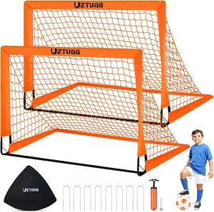 Soccer Goals, Soccer Net for Backyard, 2 Pack 4' x 3' Soccer Goal Training Equipment, Portable Soccer Nets with Soccer Ball and Ball Pump,Goal Net for Sports Training
