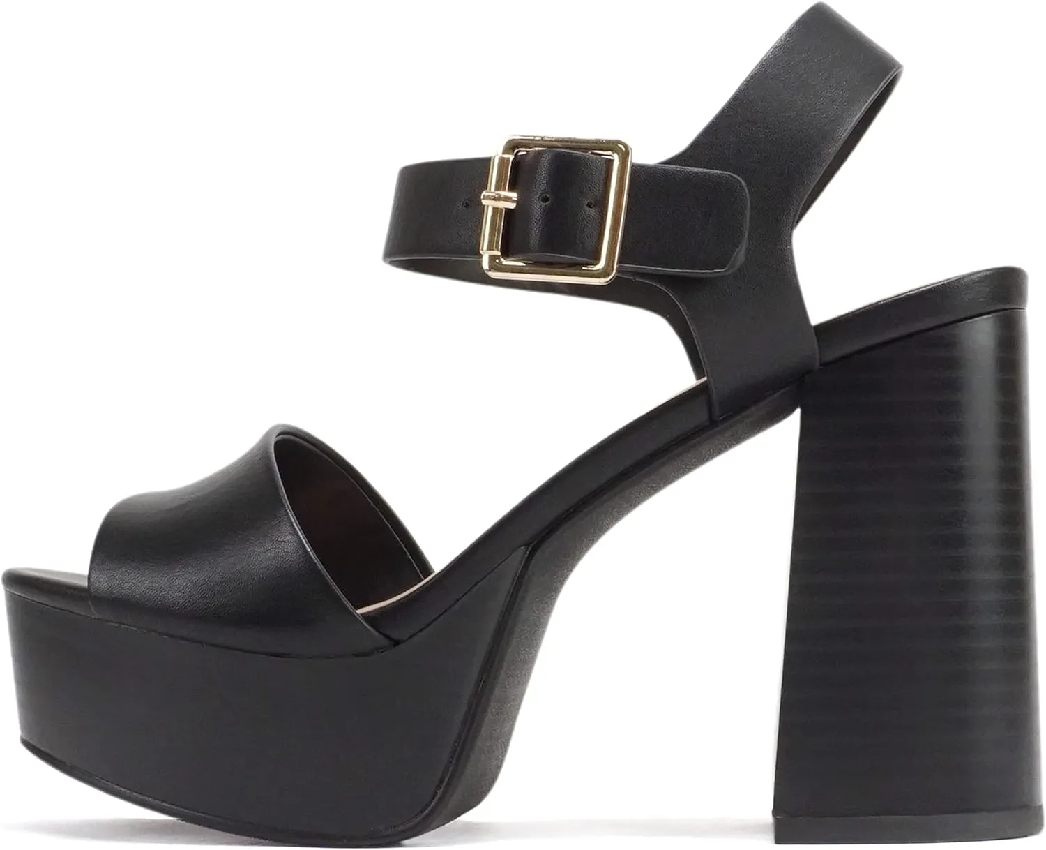 Soda “OPTIONS” ~ Women Open Square Toe Single Band Ankle Strap Buckle Platform High Heel Sandal