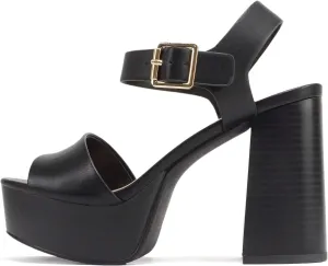 Soda “OPTIONS” ~ Women Open Square Toe Single Band Ankle Strap Buckle Platform High Heel Sandal