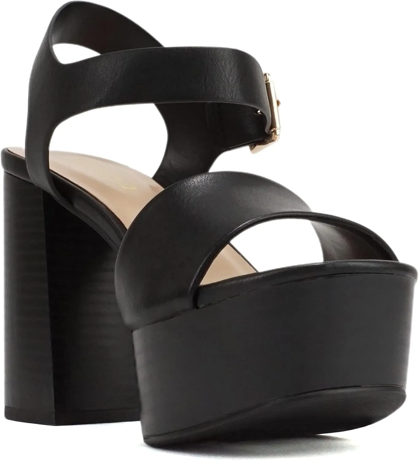 Soda “OPTIONS” ~ Women Open Square Toe Single Band Ankle Strap Buckle Platform High Heel Sandal