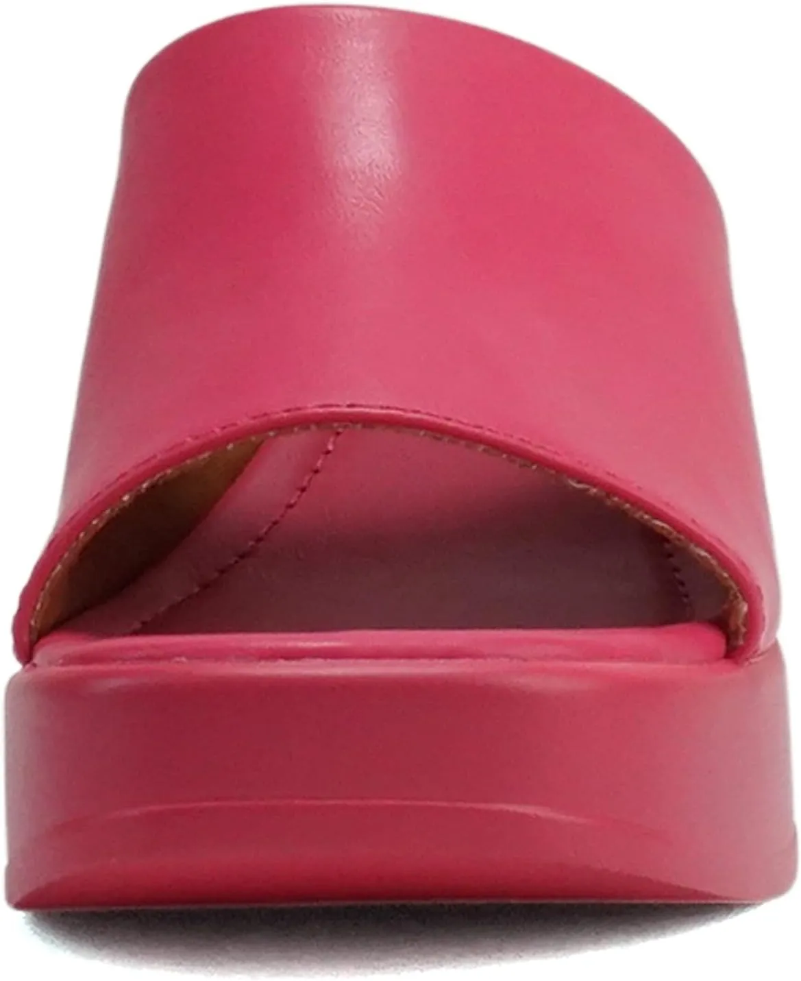 Soda “TYPO” ~ Women Open Square Toe Single Band Upper High Unit Block Heel Slide In Sandal