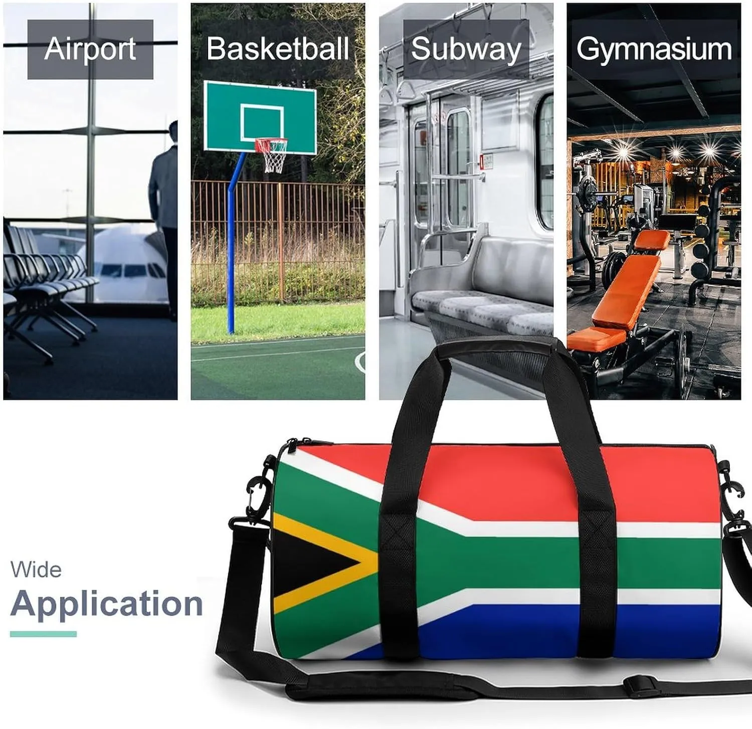 South African Flag Waterproof Sports Duffel Bag with Dry Wet Separation for Gym Beach Travel