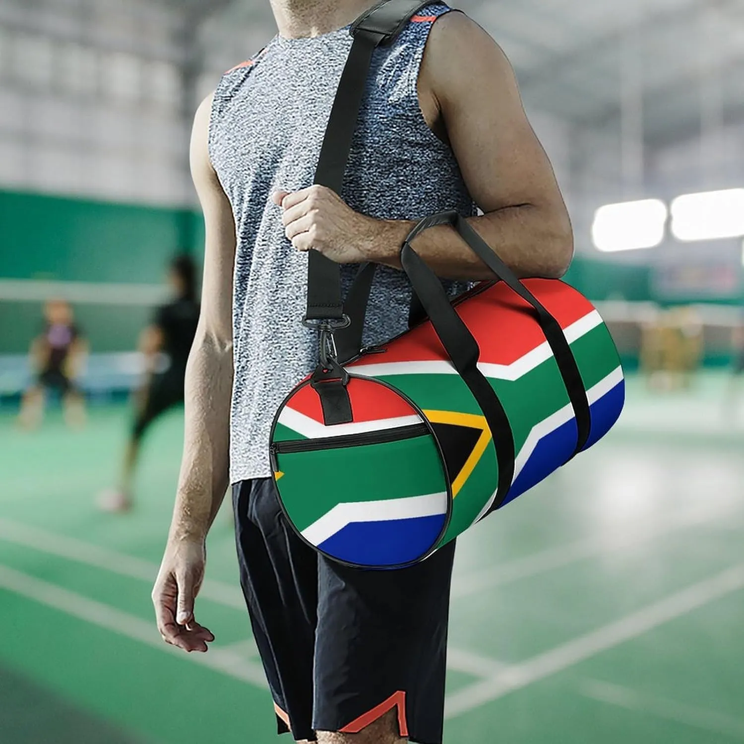 South African Flag Waterproof Sports Duffel Bag with Dry Wet Separation for Gym Beach Travel