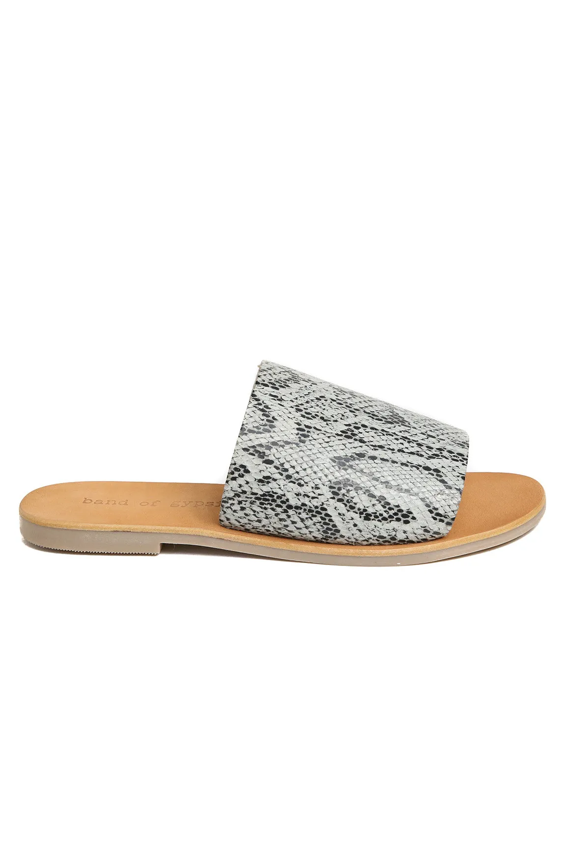 Speedway Black and White Snakeskin Slide Sandal