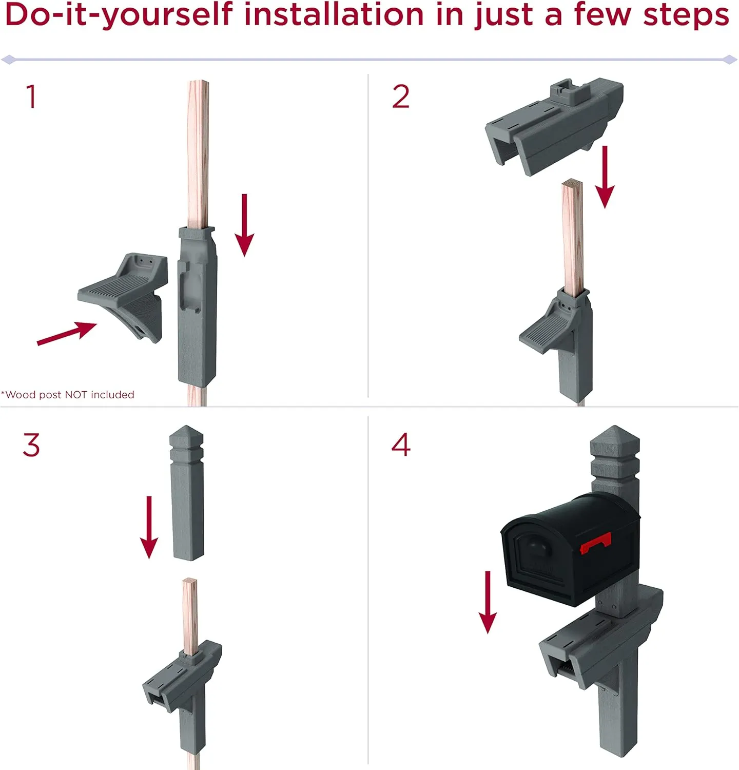 Step2 Highland Extra Large Mailbox & Post, Weather Resistant, Large Outdoor Mailboxes, Made of Durable Plastic, Easy to Install, Flag Included, Dark Cedar