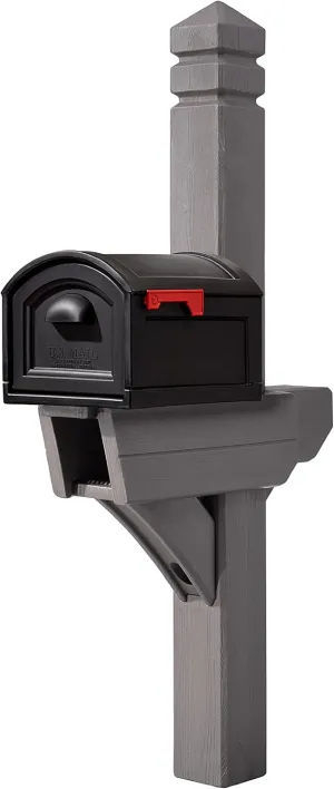 Step2 Highland Extra Large Mailbox & Post, Weather Resistant, Large Outdoor Mailboxes, Made of Durable Plastic, Easy to Install, Flag Included, Dark Cedar