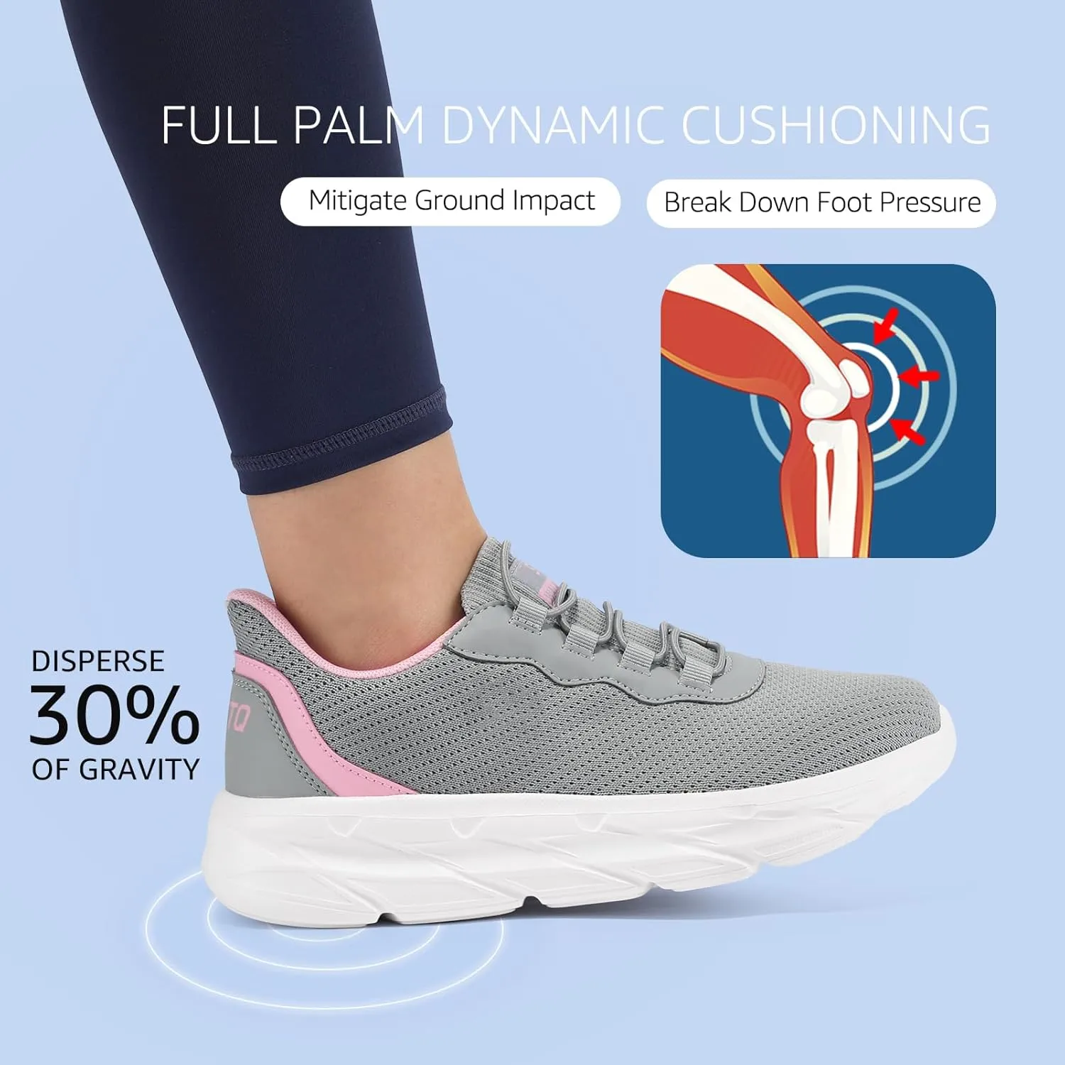 STQ Women's Slip On Walking Shoes Active Cushion Comfortable Tennis Breathable Non Slip Athletic Gym Workout Cross Training Sneakers