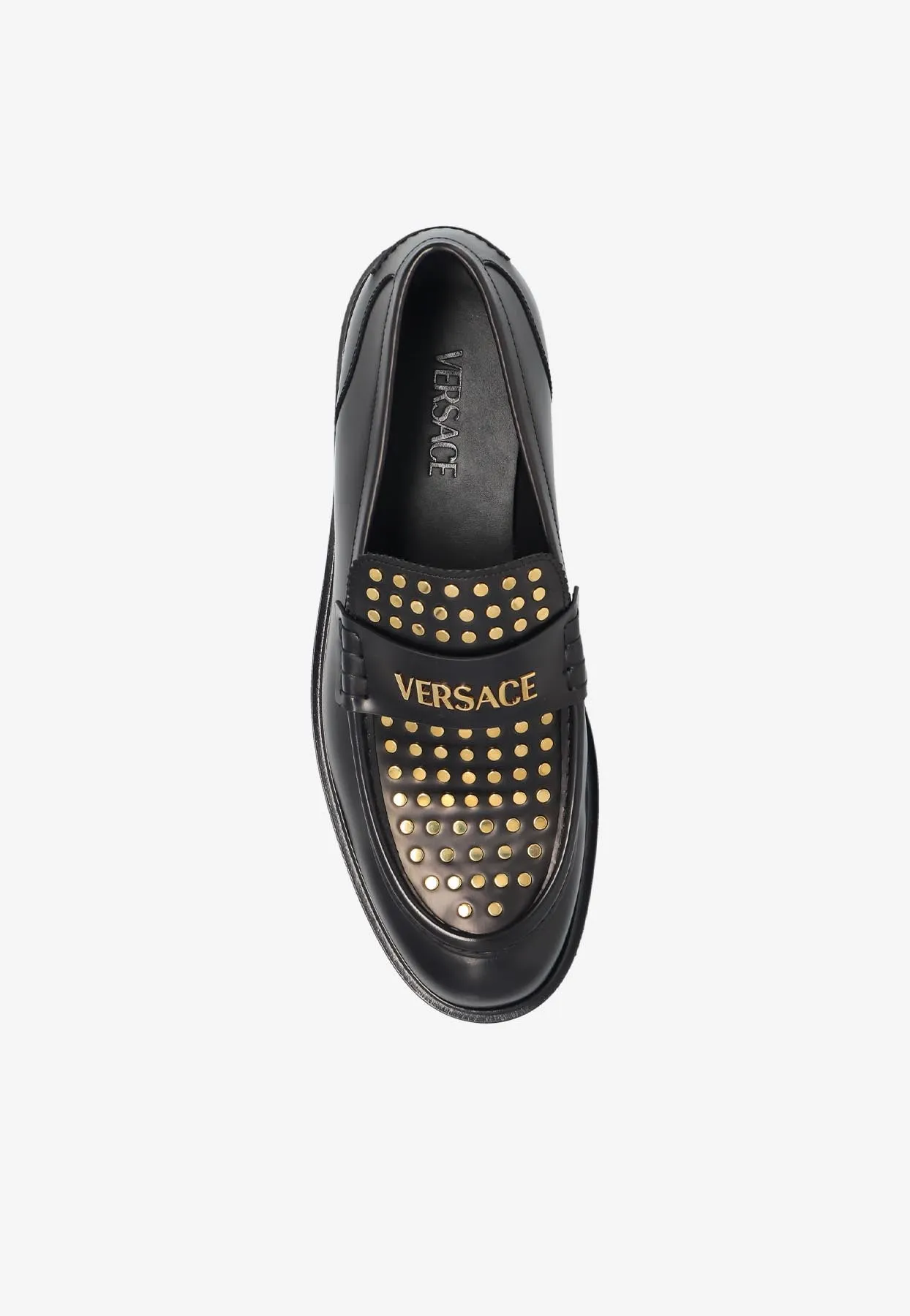 Studded Logo Leather Loafers