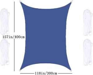 Sun Shade Rain Protection Sail UV Protection Blindfold UV Protection Energy Saving Western Style Tarp Stylish Outdoor Sunshade Summer Garden (Royal Blue, 118"×157"(3×4M))