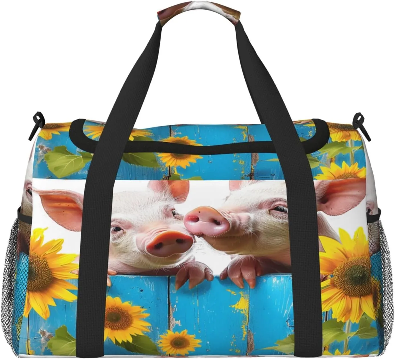 Sunflower Piggy Travel Duffel Bag with Strap Multi Pockets Sports Bag Handbag Large Shoulder Bag for Gym Weekend Fitness Camping