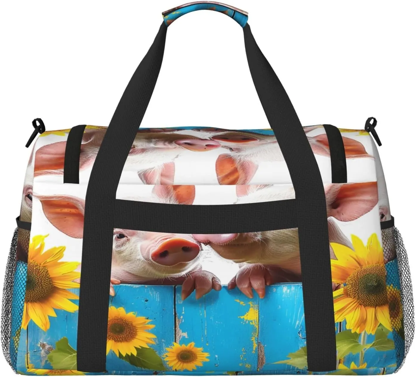 Sunflower Piggy Travel Duffel Bag with Strap Multi Pockets Sports Bag Handbag Large Shoulder Bag for Gym Weekend Fitness Camping