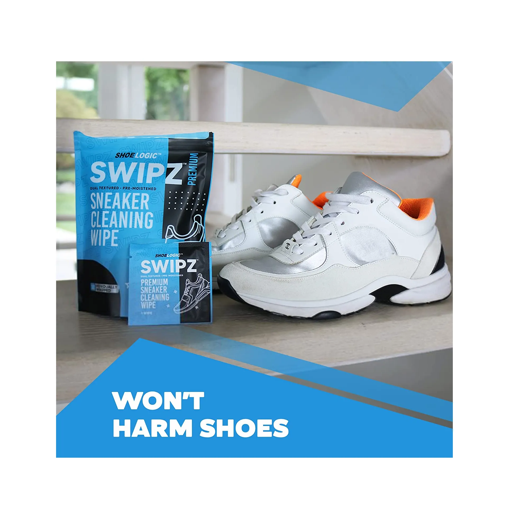 SWIPZ Premium Sneaker Cleaning Wipes 12 Pack Dual Textured Individually Wrapped