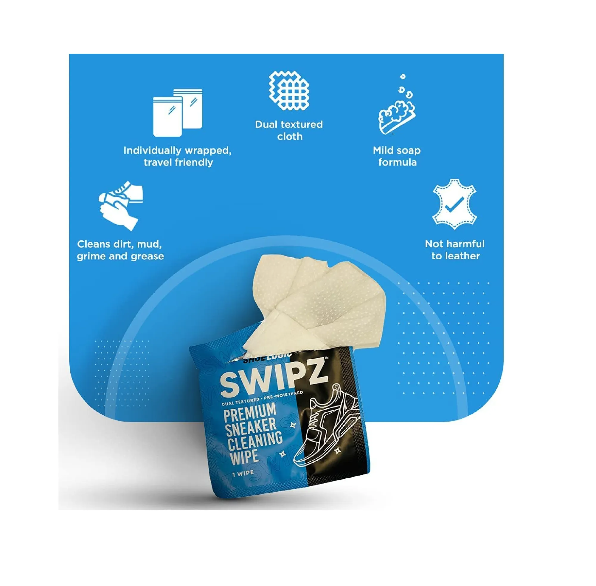 SWIPZ Premium Sneaker Cleaning Wipes 12 Pack Dual Textured Individually Wrapped