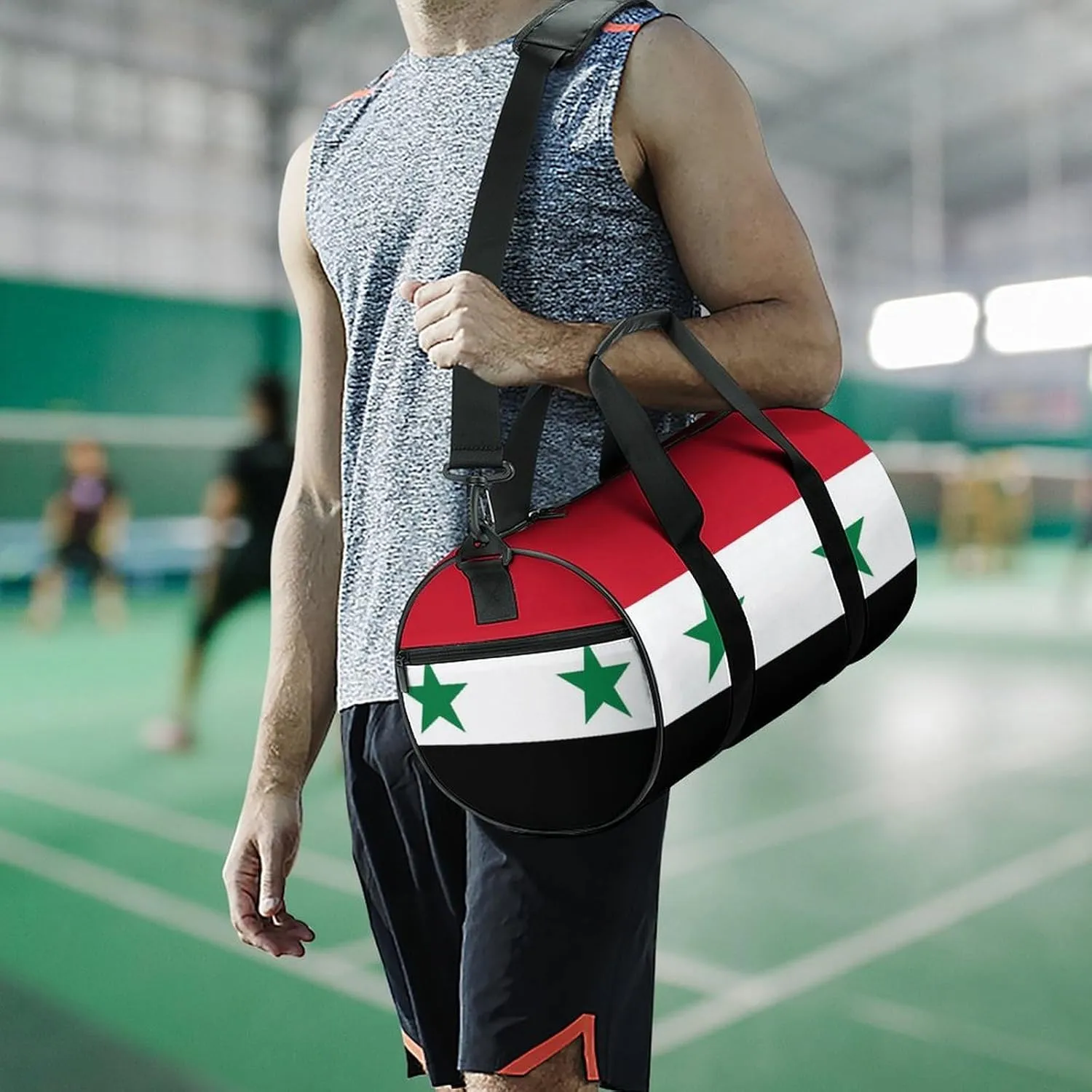 Syria Flag Gym Duffle Bag for Boys Girls with Wet Pocket Sports Weekender Travel Carry On