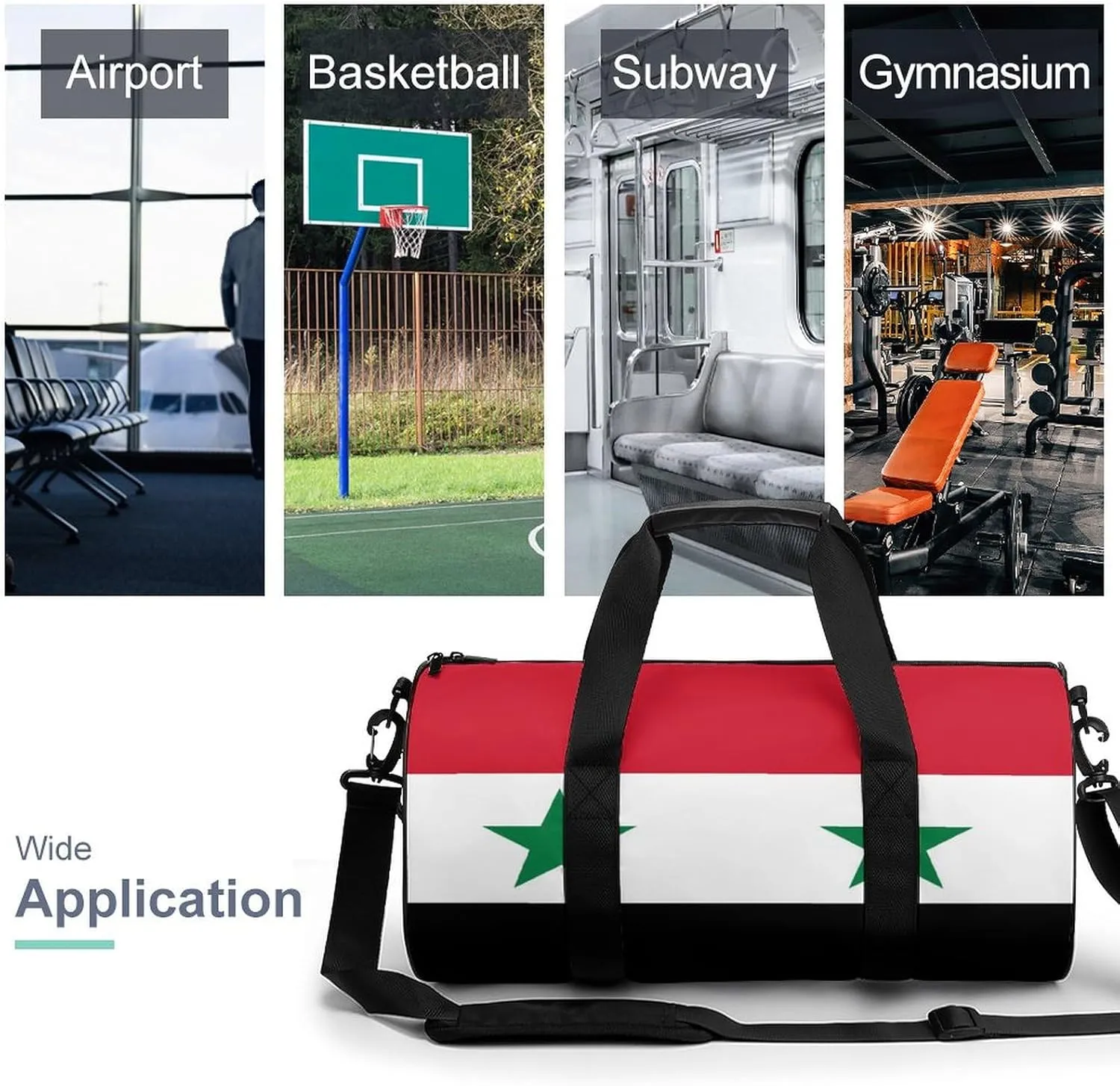 Syria Flag Gym Duffle Bag for Boys Girls with Wet Pocket Sports Weekender Travel Carry On