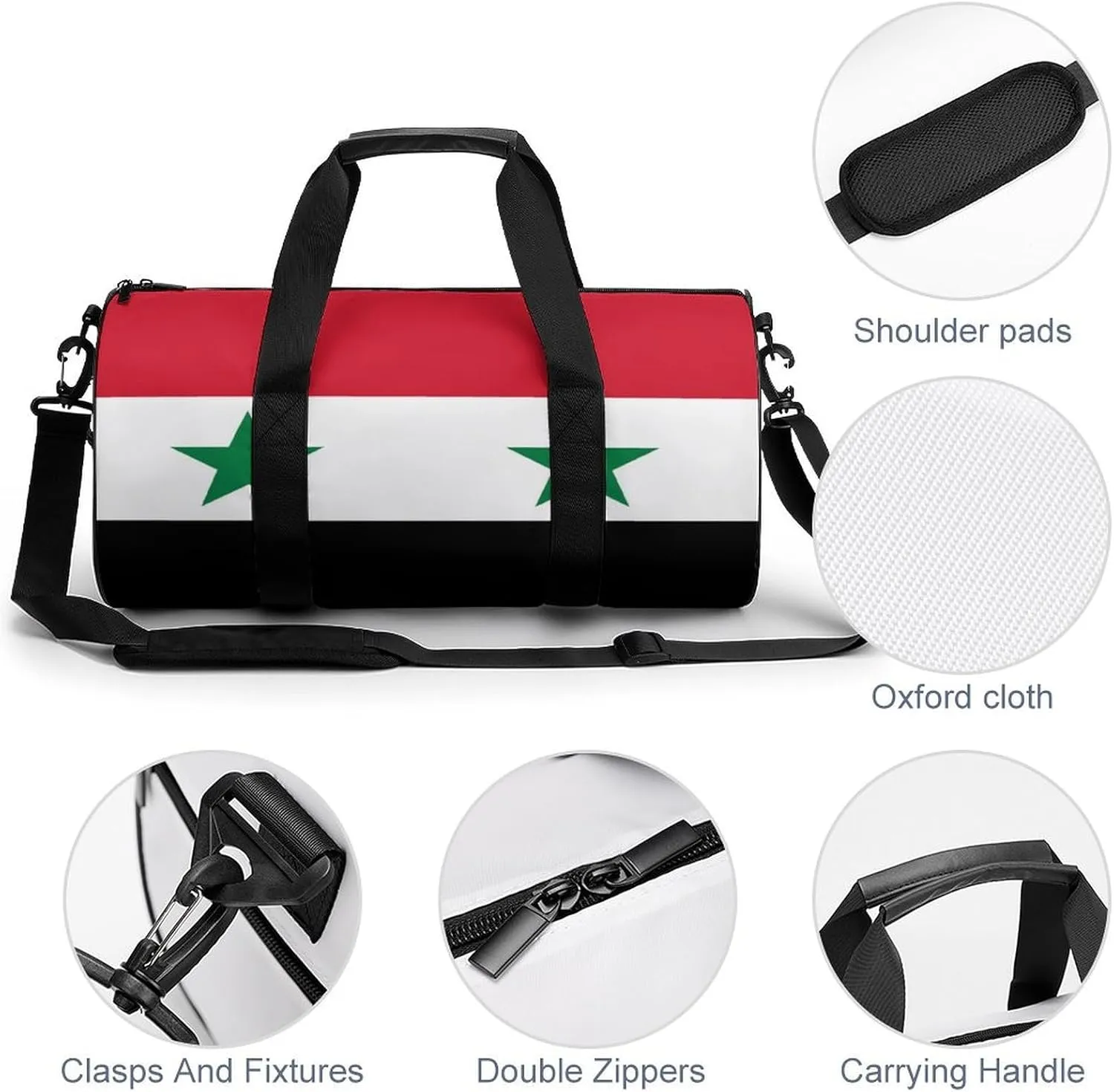 Syria Flag Gym Duffle Bag for Boys Girls with Wet Pocket Sports Weekender Travel Carry On