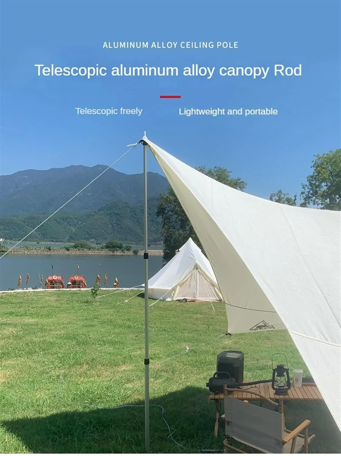 Telescopic Tarp Poles，Adjustable Tent Poles Thick Tarp Poles Telescopic Ultralight Aluminum Slide Tarp Rods Adjustale for Tent Tarp Outdoor Camping Canopy Sun Shelter Tent Poles(Silver)