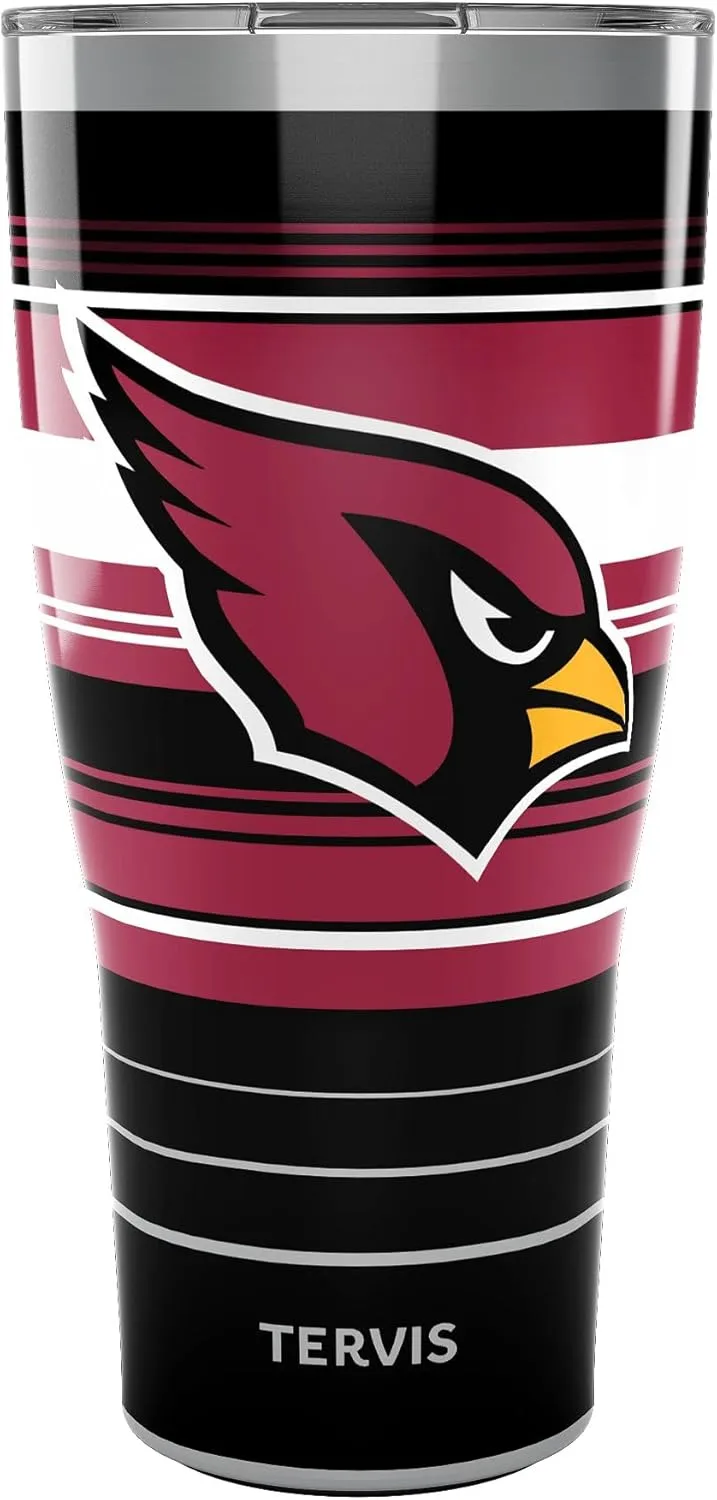 Tervis Traveler NFL Arizona Cardinals - Hype Stripes Triple Walled Insulated Tumbler Travel Cup Keeps Drinks Cold & Hot, 30oz, Stainless Steel