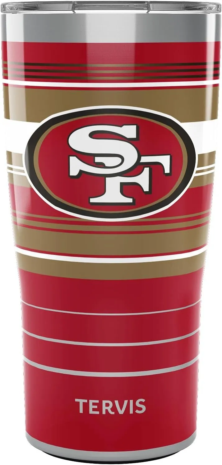 Tervis Traveler NFL San Francisco 49ers - Hype Stripes Triple Insulated Insulated Tumbler Travel Cup Keeps Drinks Cold & Hot, 20oz, Stainless Steel