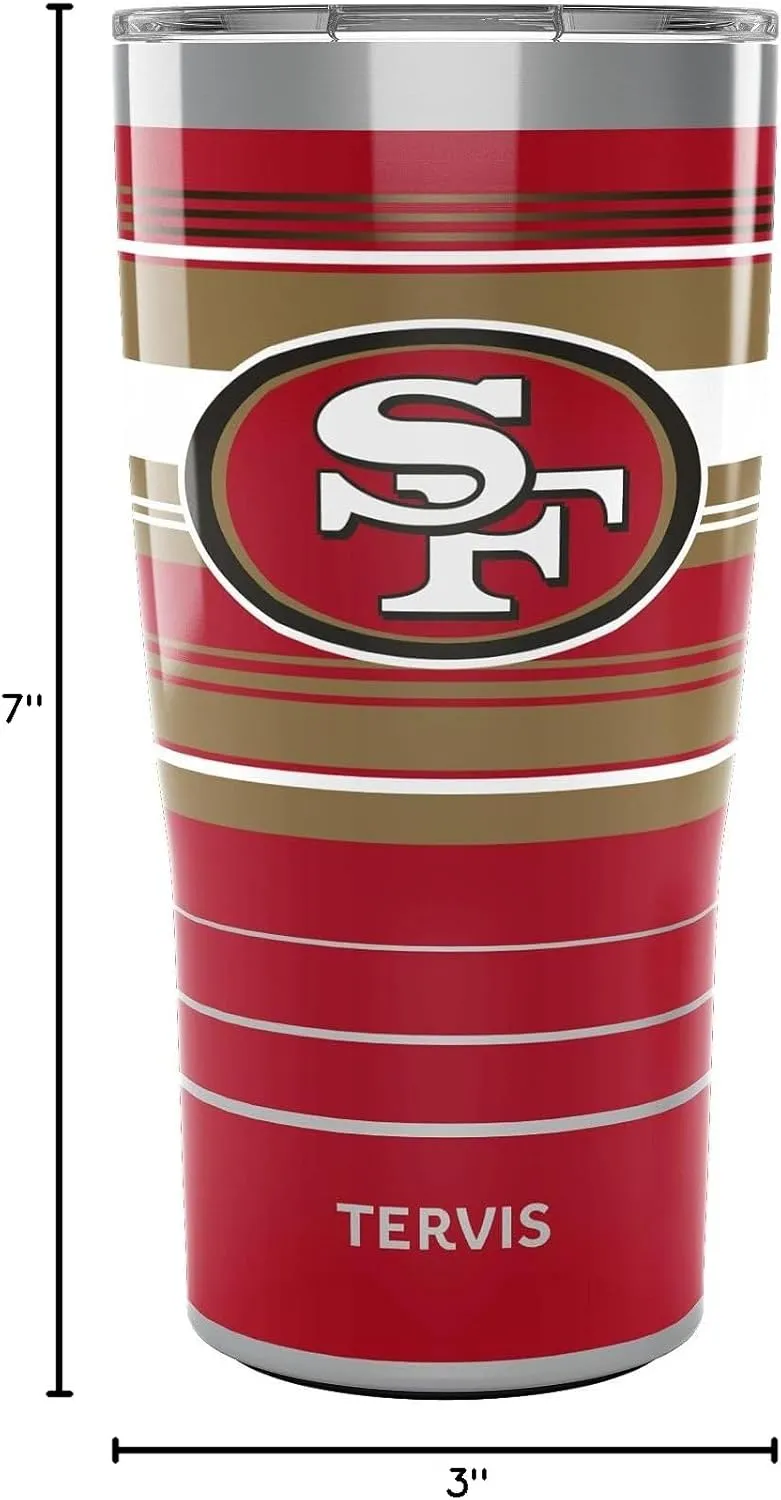 Tervis Traveler NFL San Francisco 49ers - Hype Stripes Triple Insulated Insulated Tumbler Travel Cup Keeps Drinks Cold & Hot, 20oz, Stainless Steel