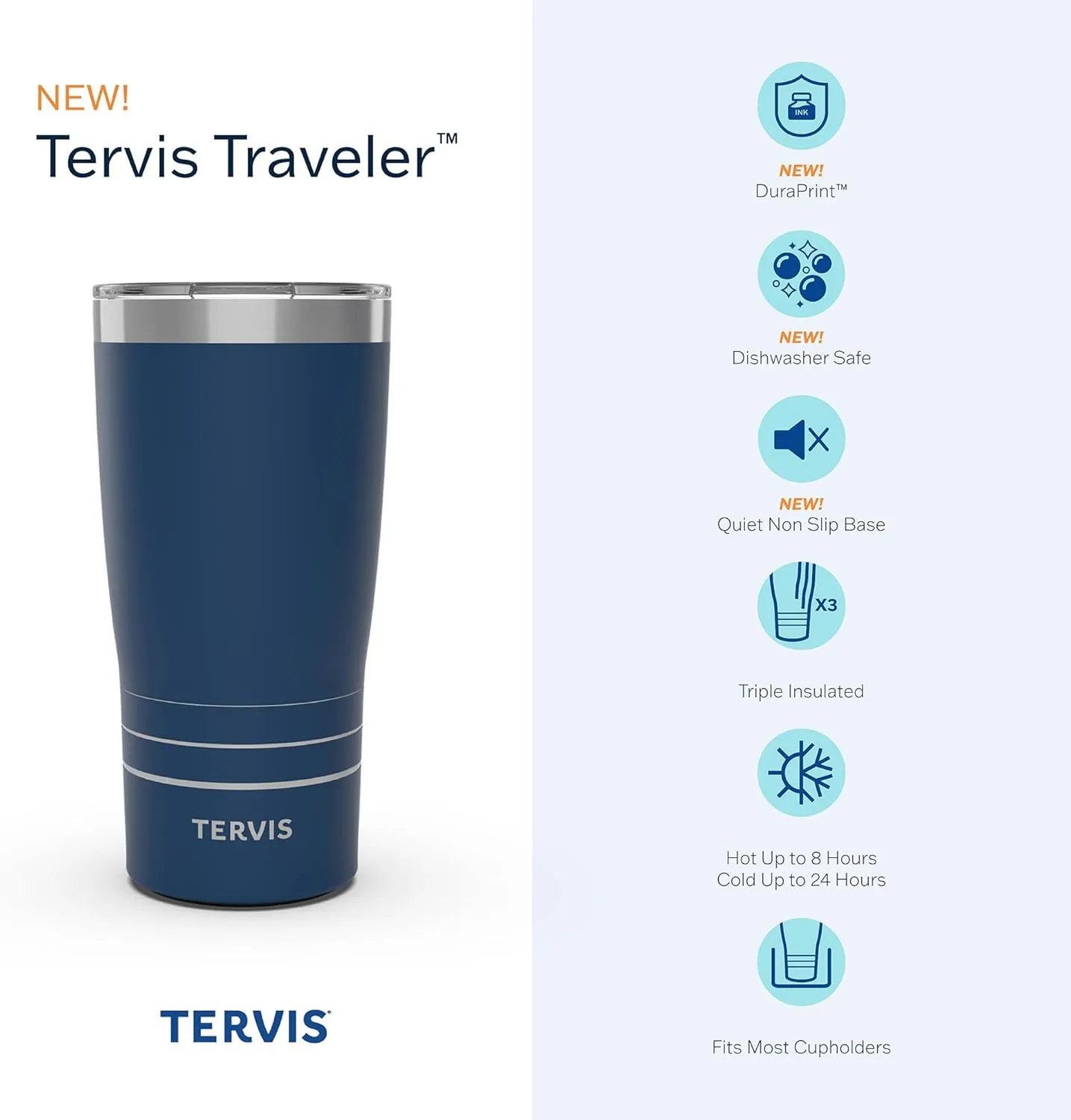 Tervis Traveler NFL San Francisco 49ers - Hype Stripes Triple Insulated Insulated Tumbler Travel Cup Keeps Drinks Cold & Hot, 20oz, Stainless Steel