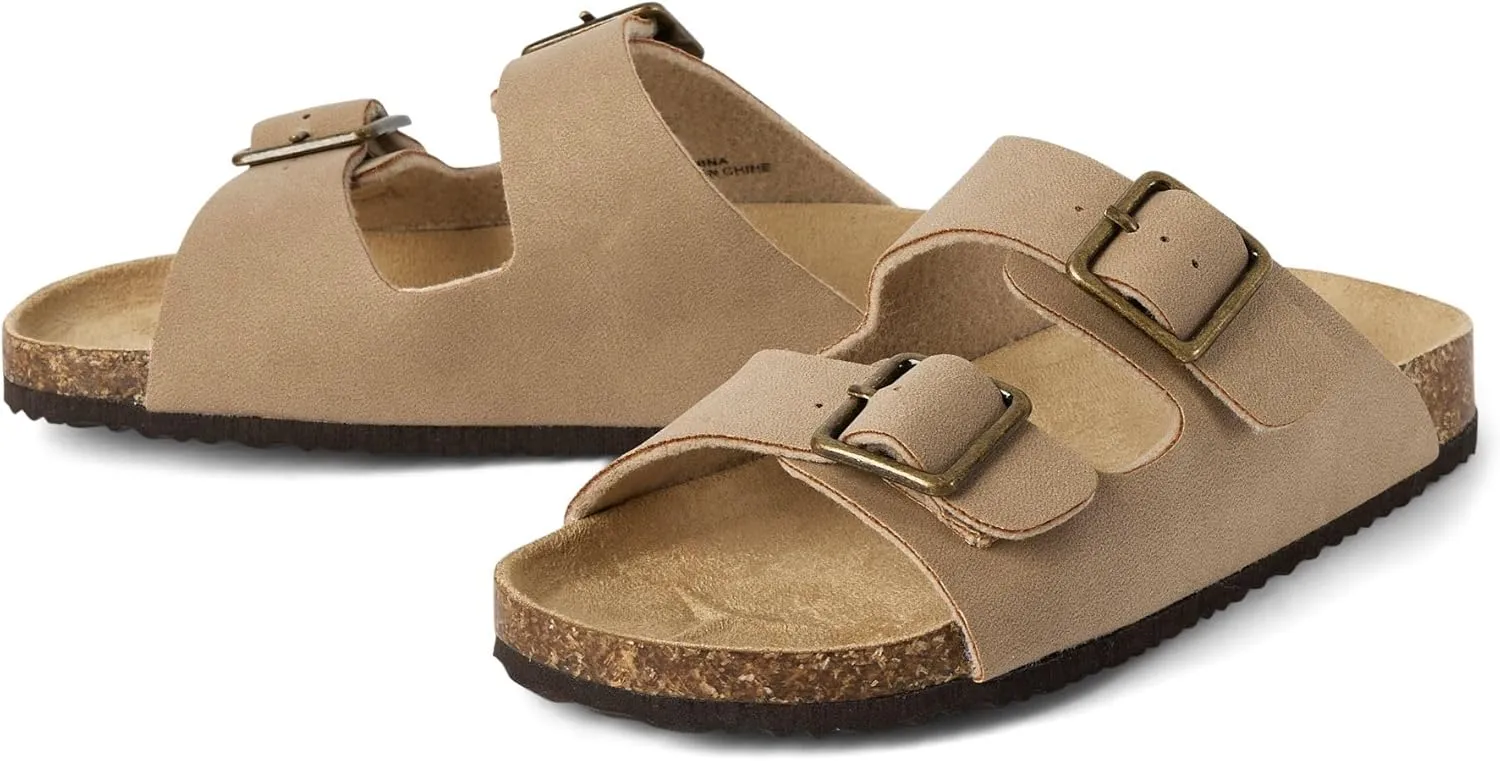 The Children's Place Boy's Casual Slip on Double Buckle Slide Sandals