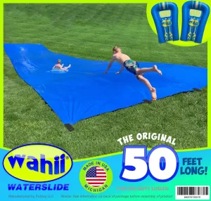 The Original Giant Backyard Family Water Slide - 2 Riders Included! - Adult and Teen Super Slip and Slide. Giant Blue Water Slide