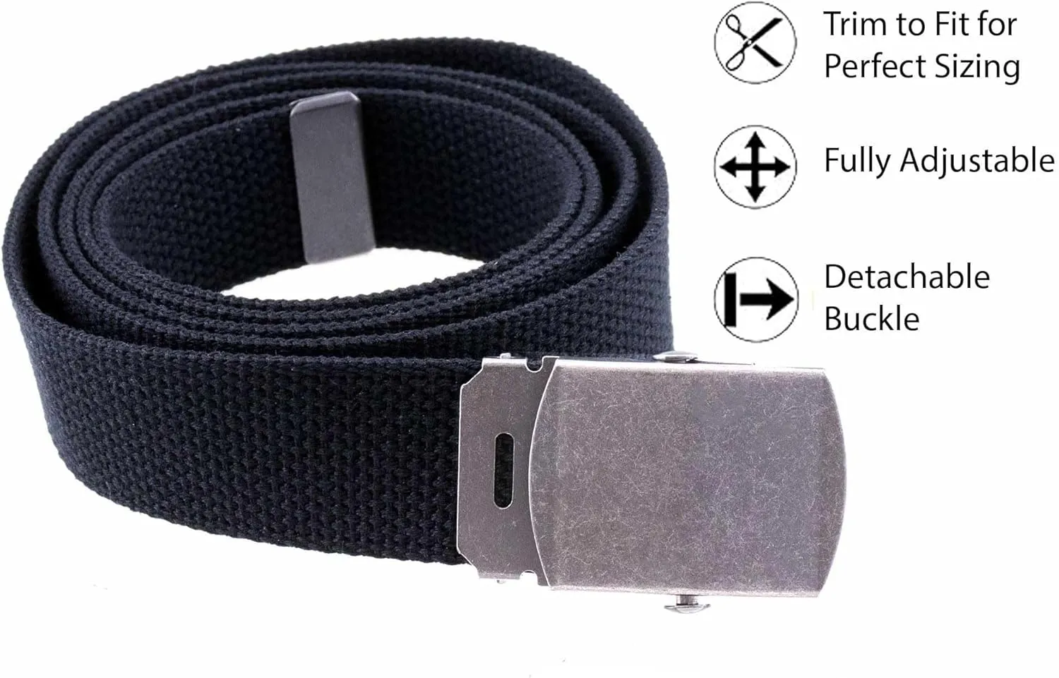 Thomas Bates Cargo Cotton Military Cut to Fit Web Belt with Removable Nickel Buckle