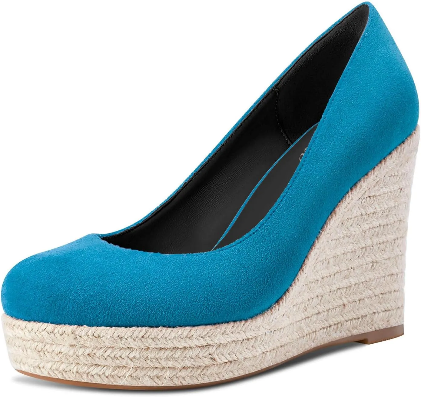 TNYNFBEB Womens Wedge Heel Close Round Toe Pumps Slip-on Prom Party Cute Basic Classic Summer 3.9 Inches Heels