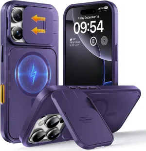 TOCOL for iPhone 16 Pro Case with Slide Camera Cover, Kickstand and Camera Control Button, Fit for MagSafe, Rugged Solid Phone Case, Non-Slip, Drop Protection, Blue