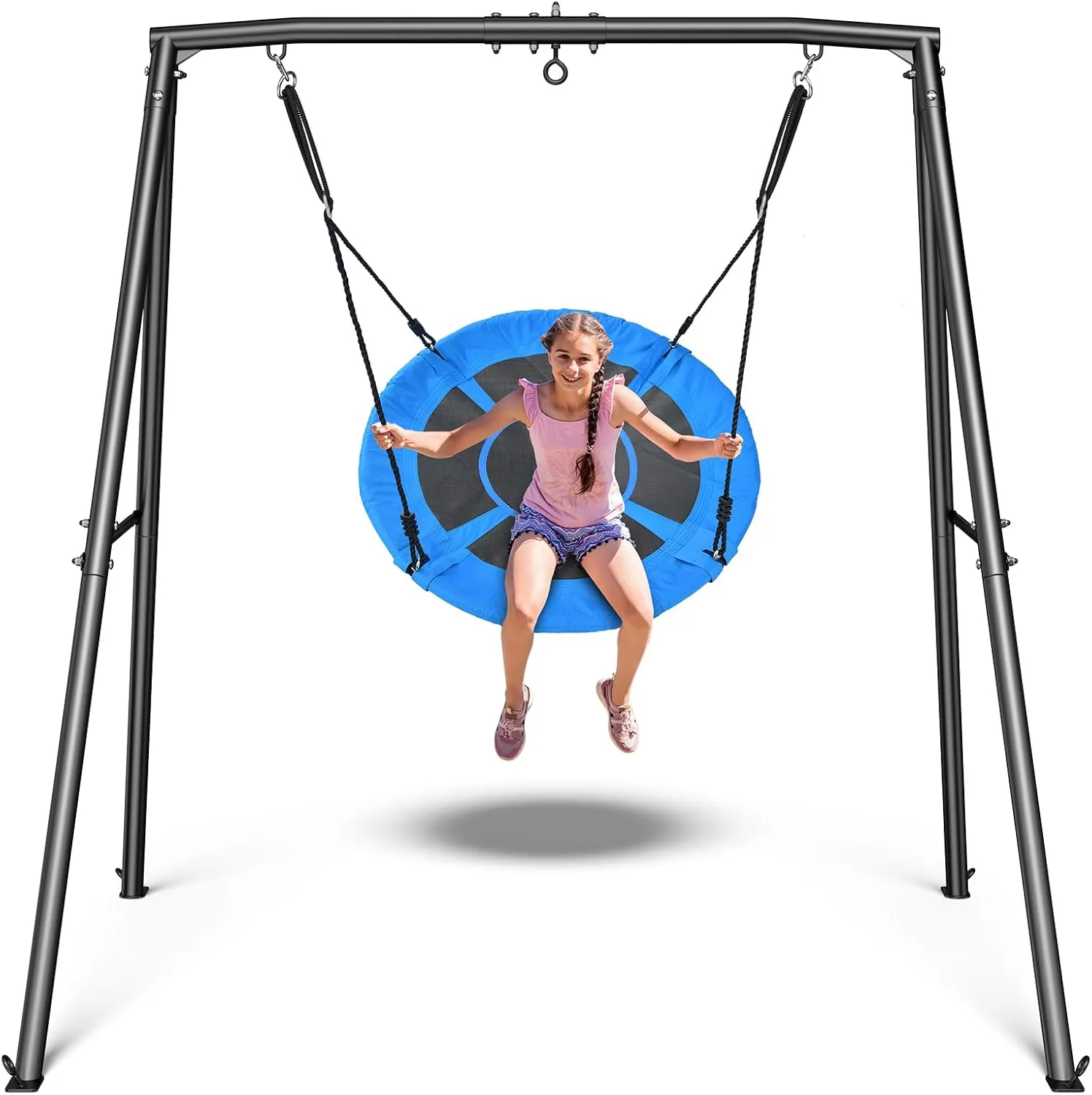 Trekassy Saucer Swing with Frame for Kids Outdoor, 440lbs Swing Set with Heavy Duty Metal Stand for Backyard, Outdoor Kids Play Equipment