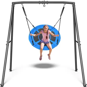 Trekassy Saucer Swing with Frame for Kids Outdoor, 440lbs Swing Set with Heavy Duty Metal Stand for Backyard, Outdoor Kids Play Equipment