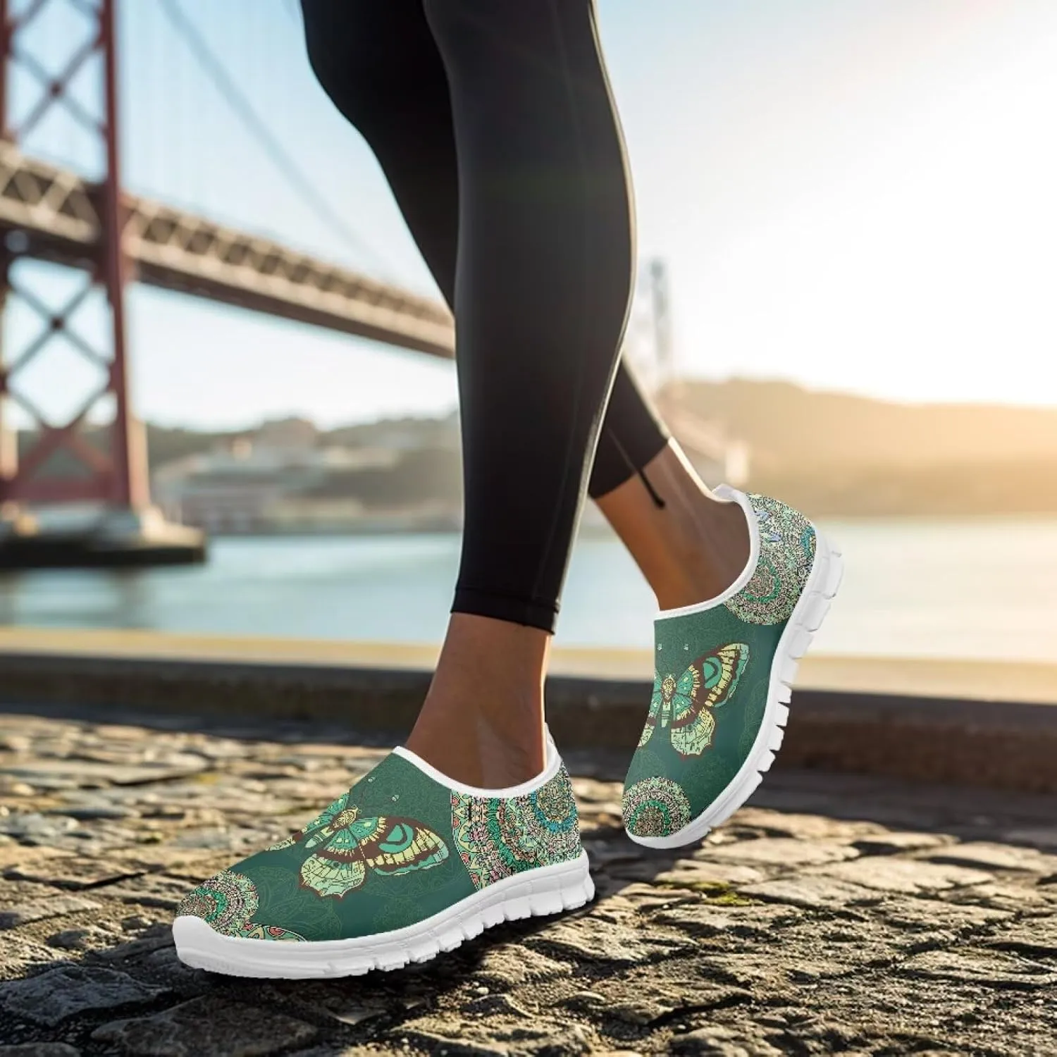 Tribal Lightweight Sneakers for Women Slip On Running Shoes Casual Walking Shoes Non Slip Tennis Shoes Comfortable Mesh Fashion Loafers US Size 5.5-11.5